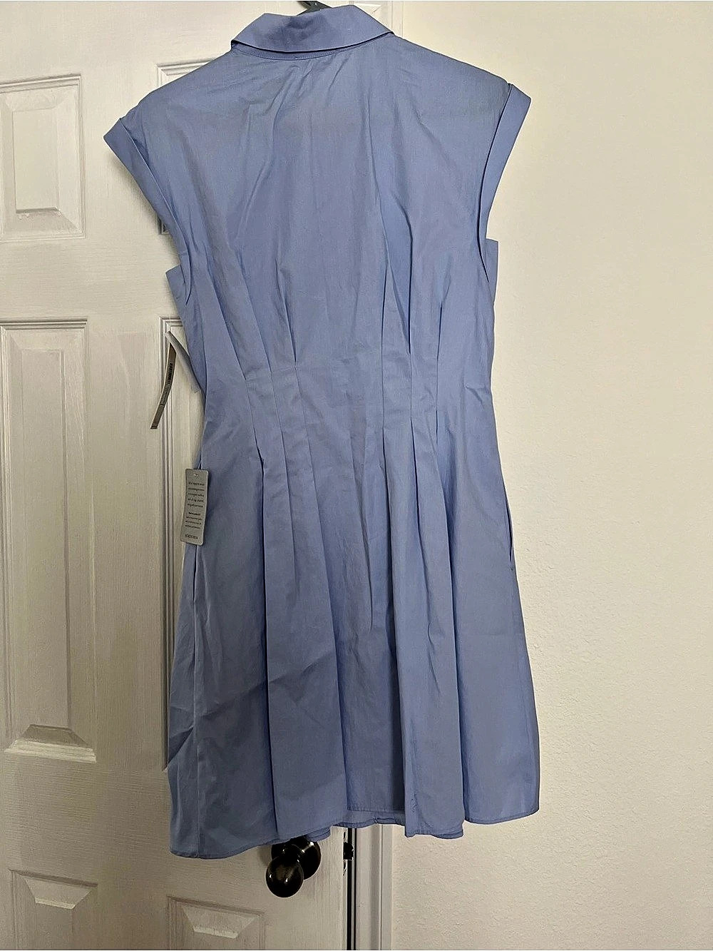 Eliza J Cap Sleeve Cotton Fit & Flare Shirtdress Blue Size 8 - Picture 7 of 7